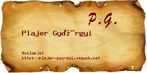 Plajer Györgyi névjegykártya